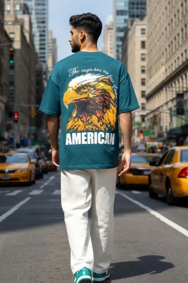 Hue_Nox_Men's_Teal_Eagle_Graphic_Oversized_T-Shirt