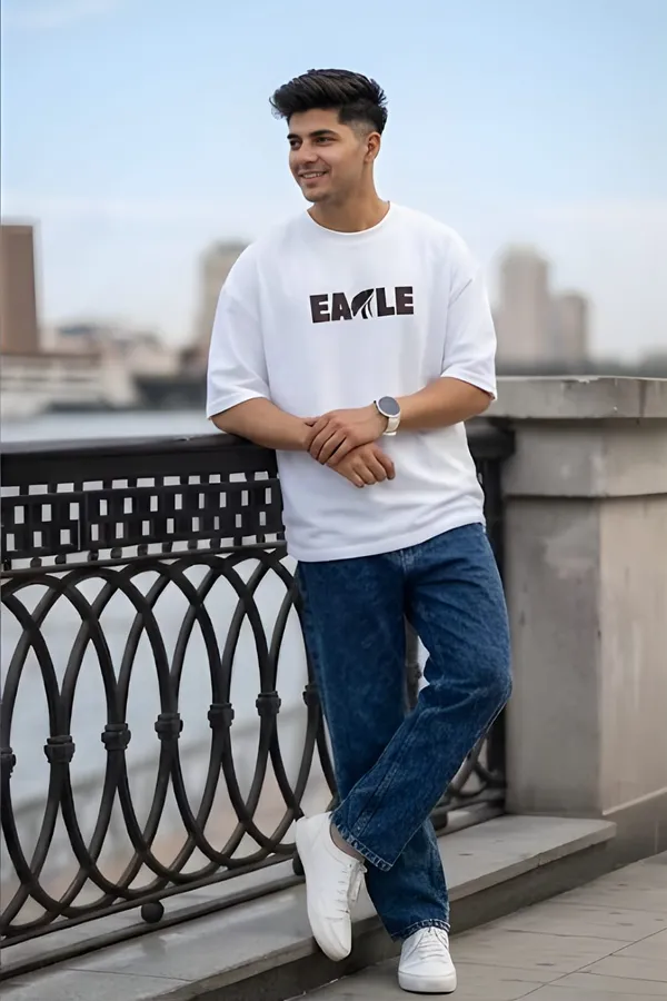 Hue_Nox_Men's_White_Eagle_Graphic_Oversized_T-Shirt