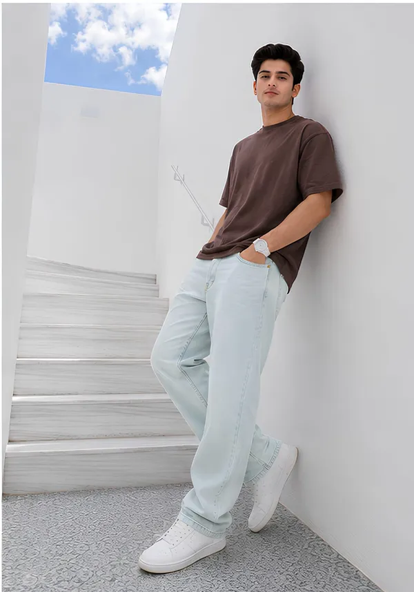 Hue_Nox_Men's_Brown_Plain_Oversized_T-Shirt