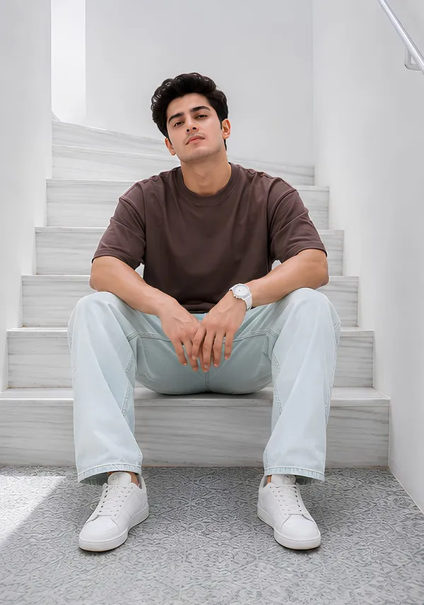Hue_Nox_Men's_Brown_Plain_Oversized_T-Shirt