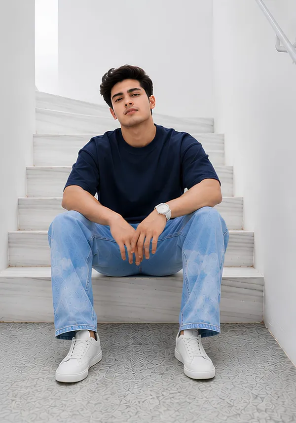 Hue_Nox_Men's_Navy_Plain_Oversized_T-Shirt
