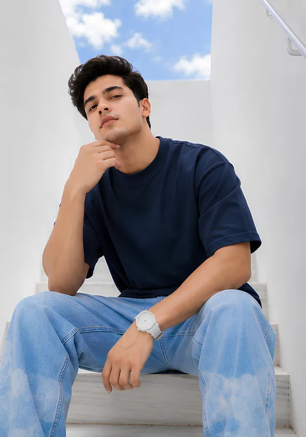 Hue_Nox_Men's_Navy_Plain_Oversized_T-Shirt
