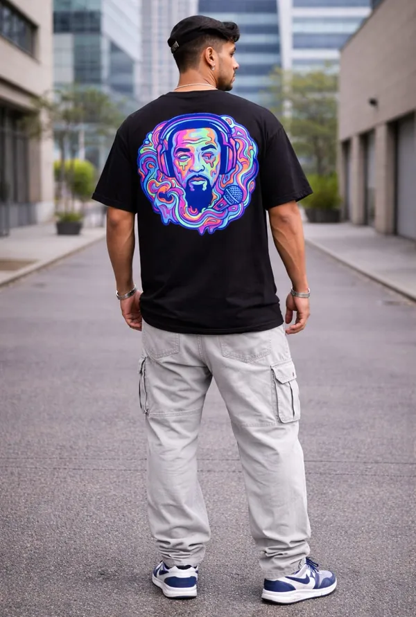 Hue_Nox_Men's_Black_Rapper_3_Graphic_Oversized_T-Shirt