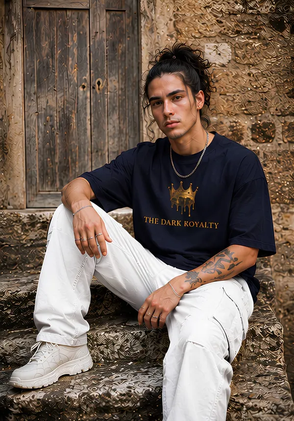 Hue_Nox_Men's_Navy_The_Dark_Royalty_Graphic_Oversized_T-Shirt