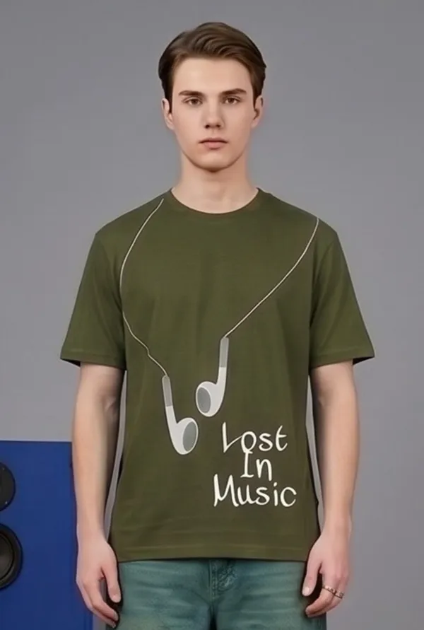 Hue_Nox_Men's_Olive_Lost_In_Music_Graphic_Regular_Fit_T-Shirt