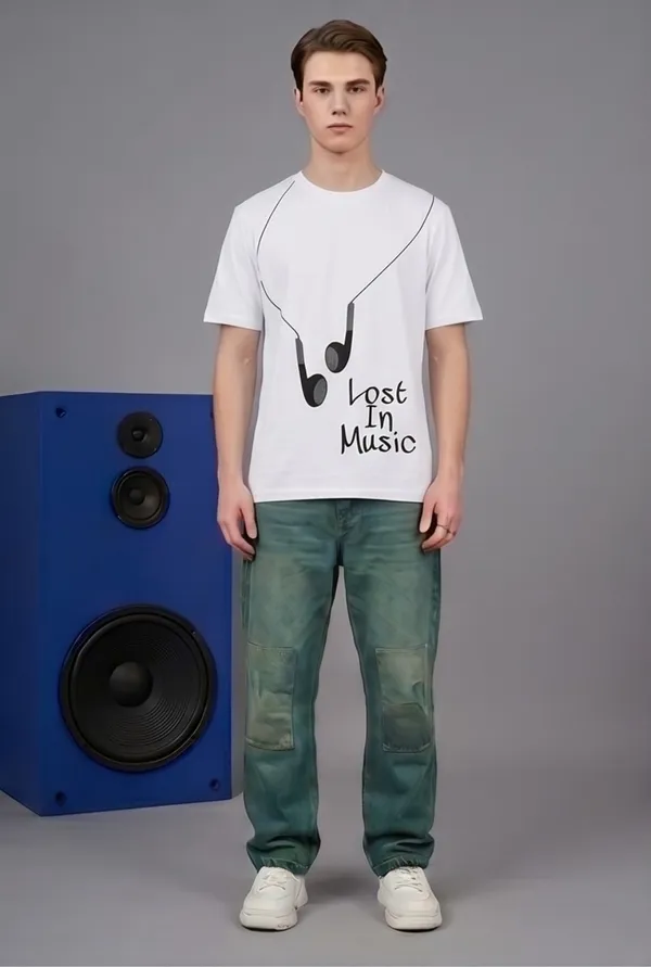 Hue_Nox_Men's_White_Lost_In_Music_Graphic_Regular_Fit_T-Shirt