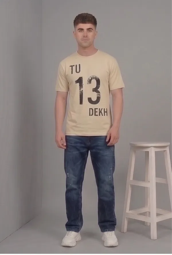 Hue_Nox_Men's_Beige_Tu_13_Dekh_Graphic_Regular_Fit_T-Shirt