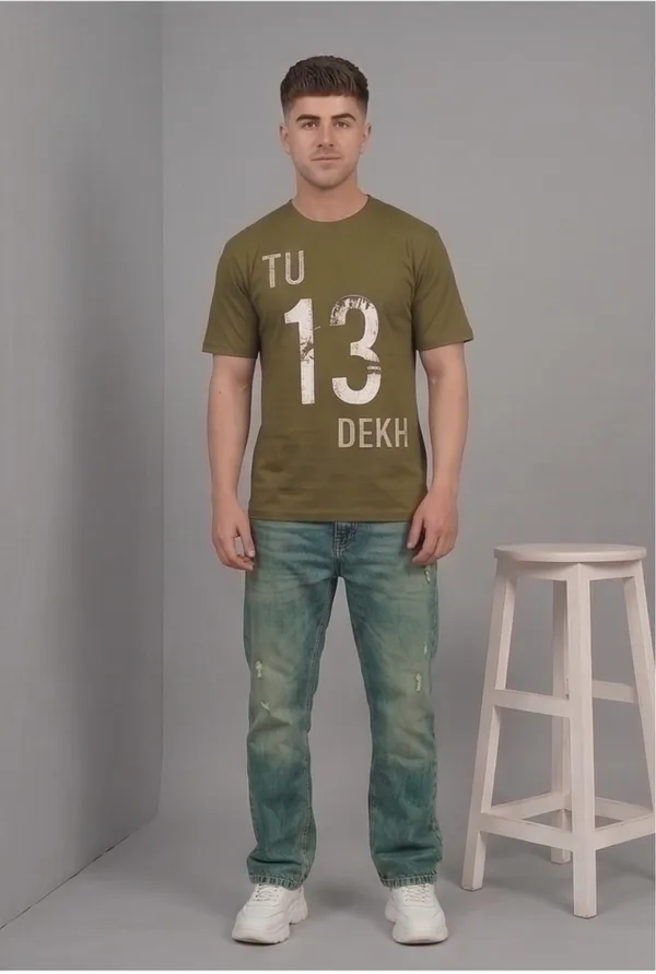 Hue_Nox_Men's_Olive_Tu_13_Dekh_Graphic_Regular_Fit_T-Shirt