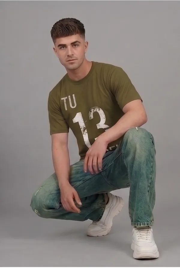 Hue_Nox_Men's_Olive_Tu_13_Dekh_Graphic_Regular_Fit_T-Shirt