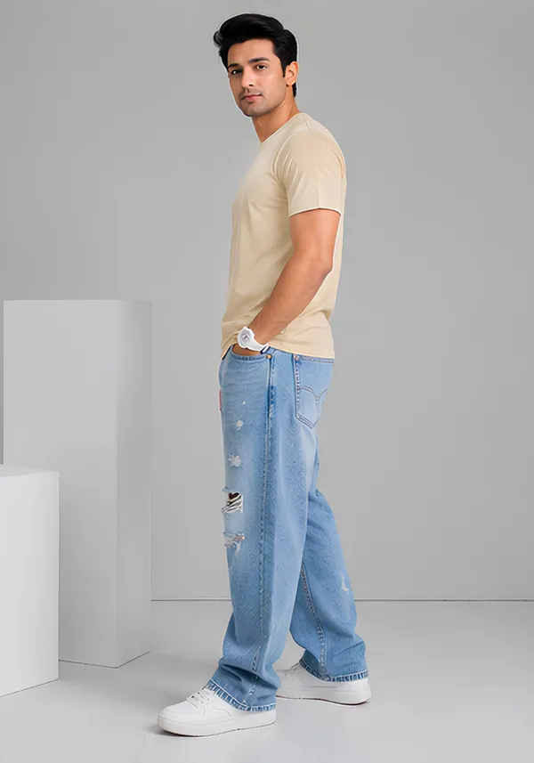 Hue_Nox_Men's_Beige_Plain_Regular_Fit_T-Shirt