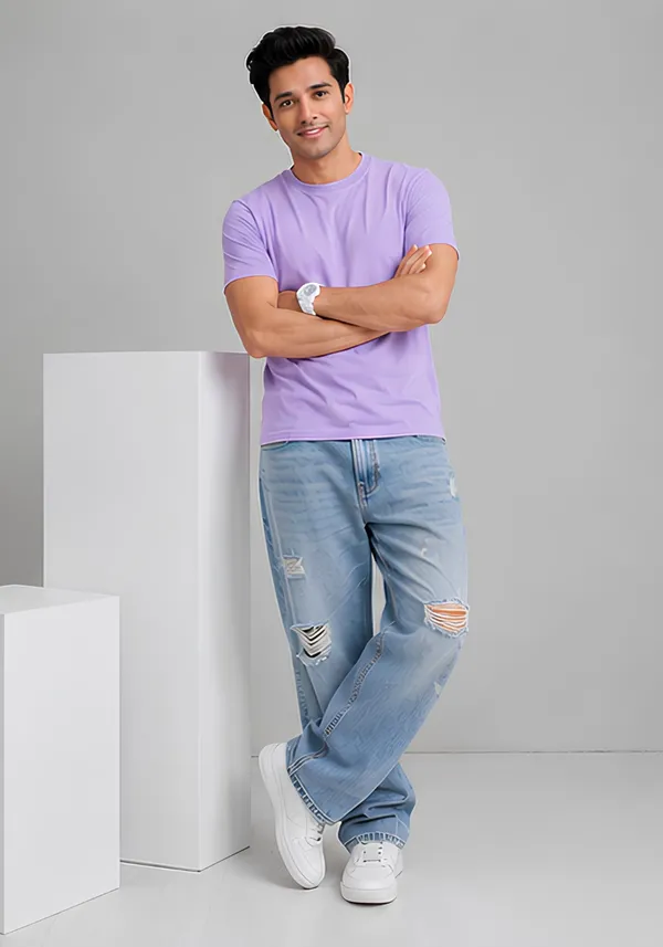 Hue_Nox_Men's_Lavender_Plain_Regular_Fit_T-Shirt