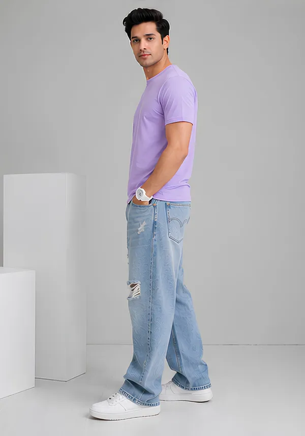 Hue_Nox_Men's_Lavender_Plain_Regular_Fit_T-Shirt