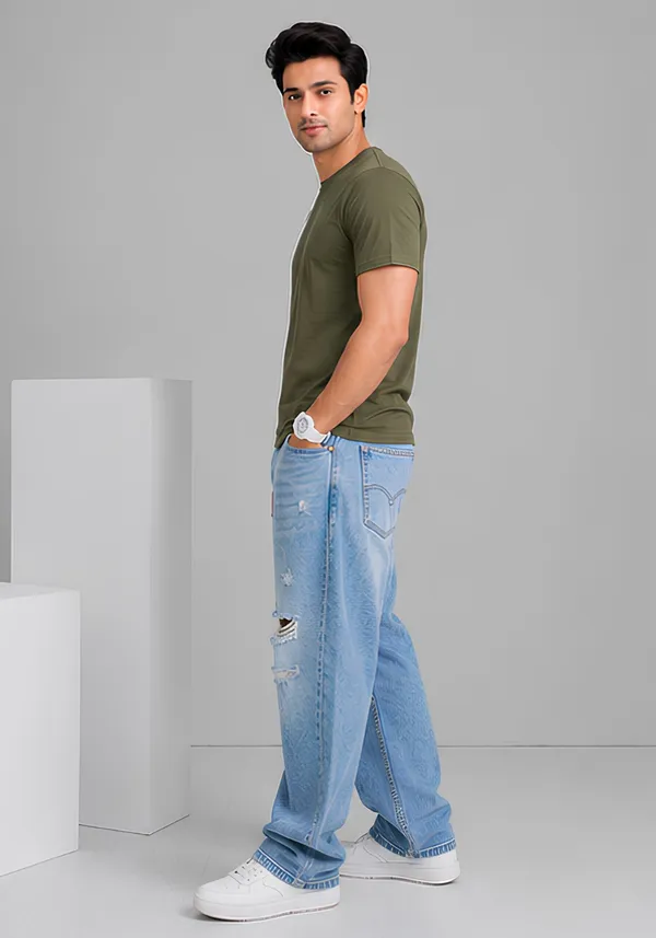 Hue_Nox_Men's_Olive_Plain_Regular_Fit_T-Shirt