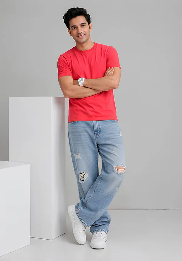 Hue_Nox_Men's_Red_Plain_Regular_Fit_T-Shirt