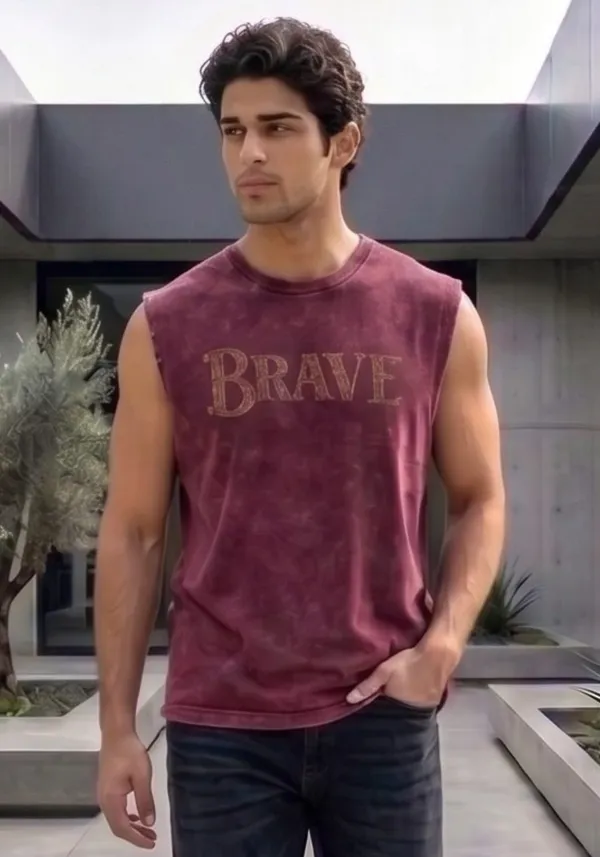 Hue_Nox_Men's_Maroon_Brave_Graphic_Oversized_Acid_Washed_Vest_Tank