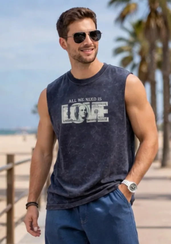 Hue_Nox_Men's_Navy_Dollar_Love_Graphic_Oversized_Acid_Washed_Vest_Tank