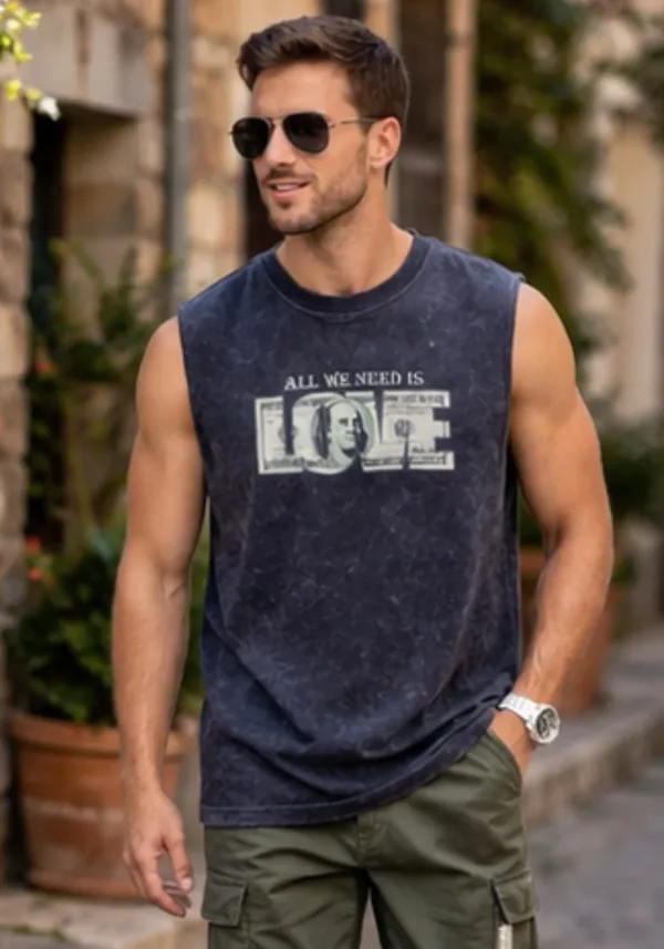 Hue_Nox_Men's_Navy_Dollar_Love_Graphic_Oversized_Acid_Washed_Vest_Tank