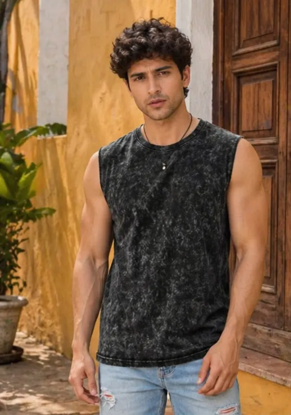 Hue_Nox_Men's_Black_Plain_Oversized_Acid_Washed_Vest_Tank