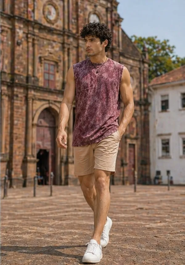 Hue_Nox_Men's_Maroon_Plain_Oversized_Acid_Washed_Vest_Tank