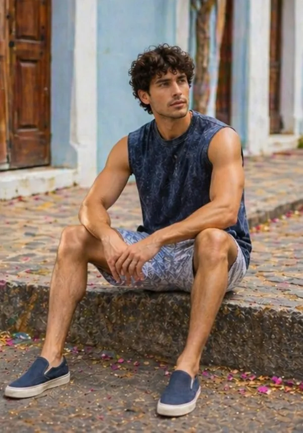 Hue_Nox_Men's_Navy_Plain_Oversized_Acid_Washed_Vest_Tank