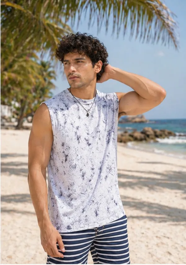 Hue_Nox_Men's_White_Plain_Oversized_Acid_Washed_Vest_Tank