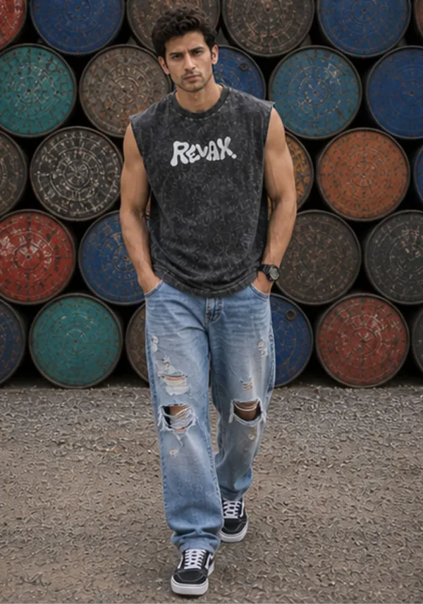 Hue_Nox_Men's_Charcoal_Relax_Graphic_Oversized_Acid_Washed_Vest_Tank