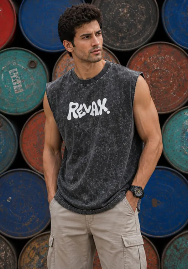 Hue_Nox_Men's_Charcoal_Relax_Graphic_Oversized_Acid_Washed_Vest_Tank