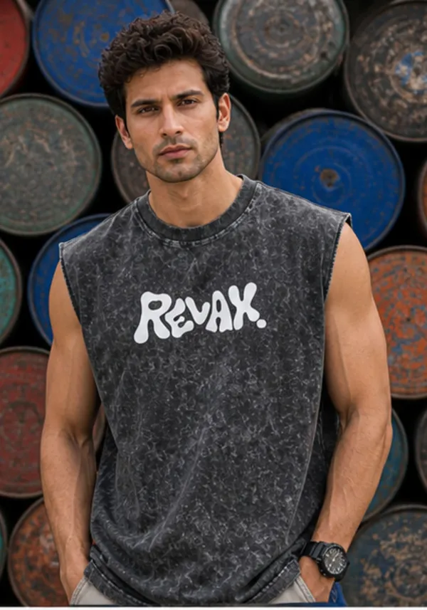 Hue_Nox_Men's_Charcoal_Relax_Graphic_Oversized_Acid_Washed_Vest_Tank
