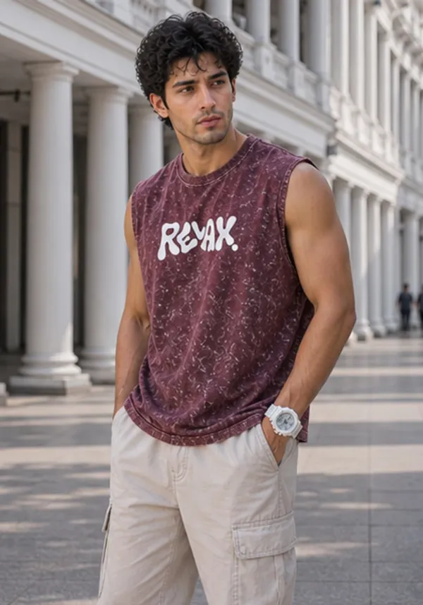 Hue_Nox_Men's_Maroon_Relax_Graphic_Oversized_Acid_Washed_Vest_Tank