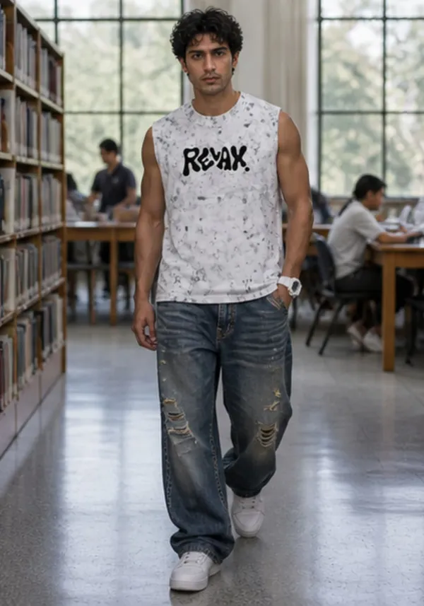 Hue_Nox_Men's_White_Relax_Graphic_Oversized_Acid_Washed_Vest_Tank