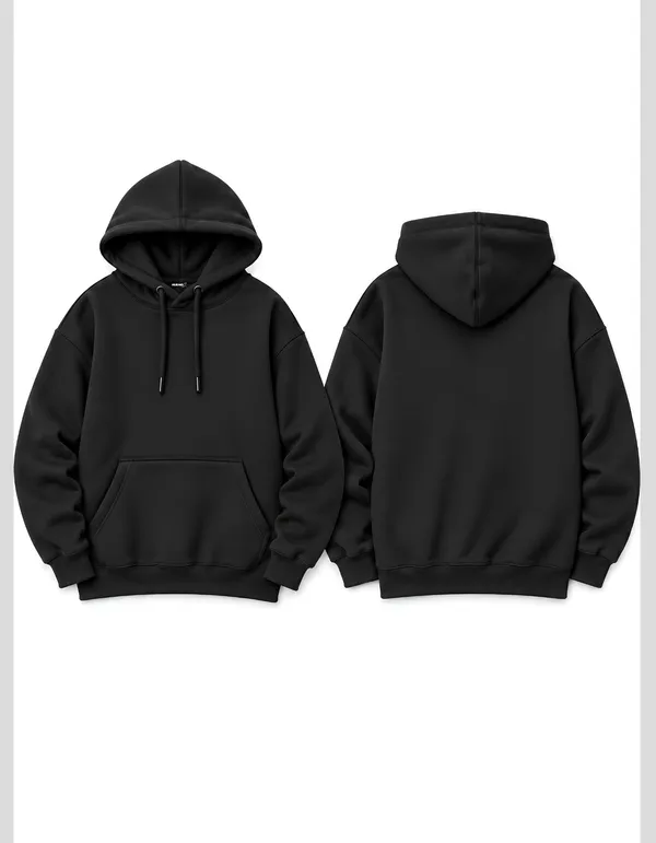 Hue_Nox_Women's_Black_Solid_Drop-Shoulder_Hoodie
