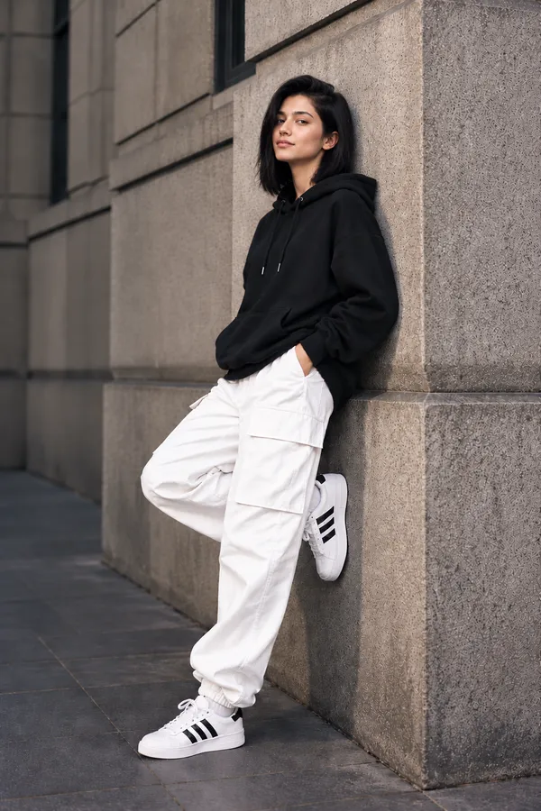 Hue_Nox_Women's_Black_Solid_Drop-Shoulder_Hoodie