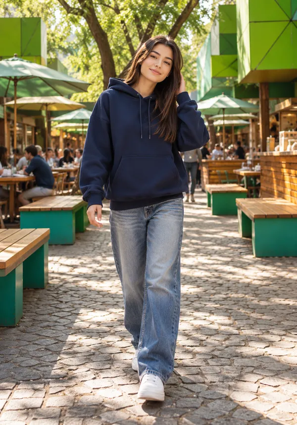 Hue_Nox_Women's_Navy_Solid_Drop-Shoulder_Hoodie