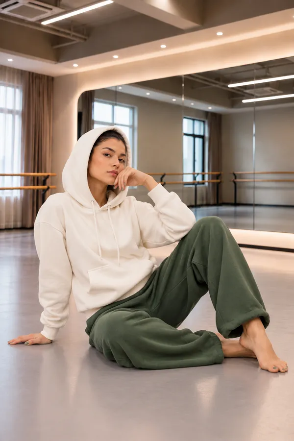 Hue_Nox_Women's_Off_White_Solid_Drop-Shoulder_Hoodie