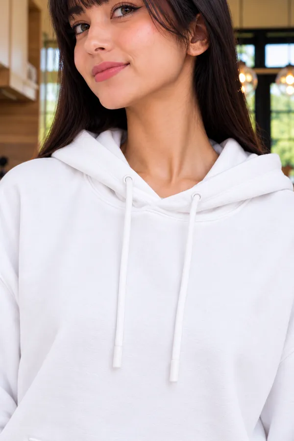Hue_Nox_Women's_White_Solid_Drop-Shoulder_Hoodie