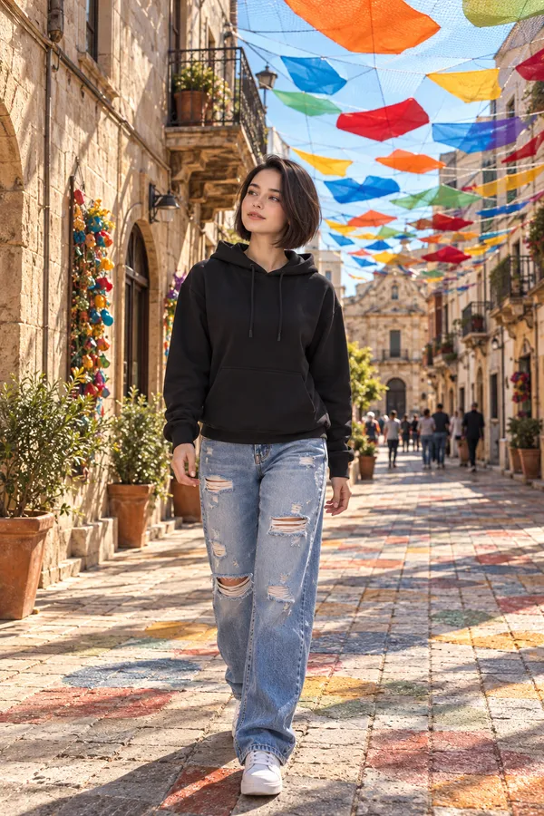 Hue_Nox_Women's_Black_Solid_Regular_Fit_Hoodie