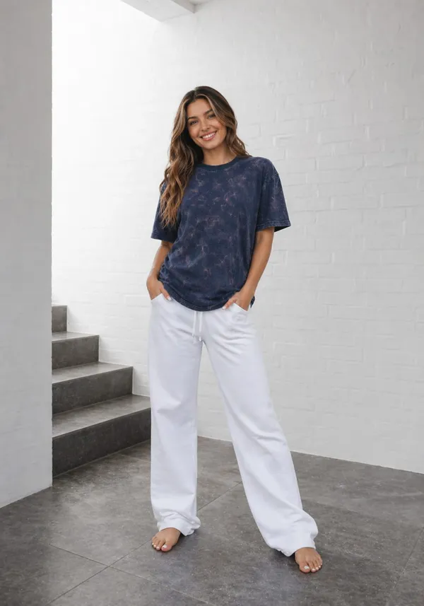Hue_Nox_Women's_Navy_Plain_Oversized_Acid_Washed_T-Shirt