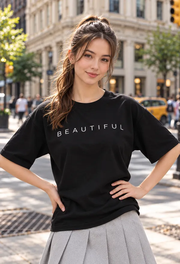 Hue_Nox_Women's_Black_Beautiful_Typography_Oversized_T-Shirt