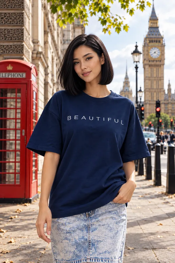 Hue_Nox_Women's_Navy_Beautiful_Typography_Oversized_T-Shirt
