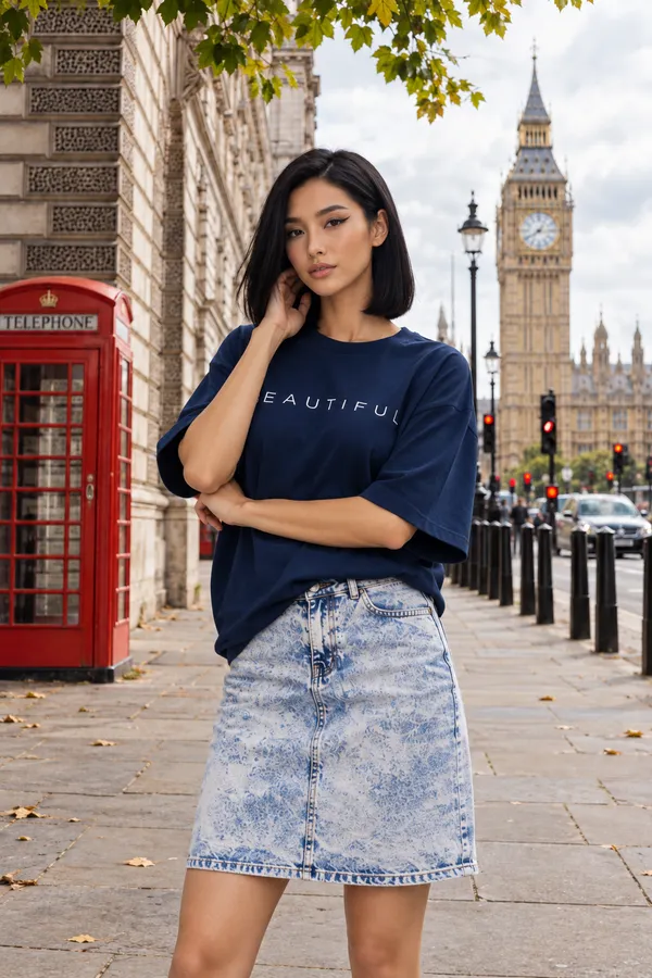 Hue_Nox_Women's_Navy_Beautiful_Typography_Oversized_T-Shirt