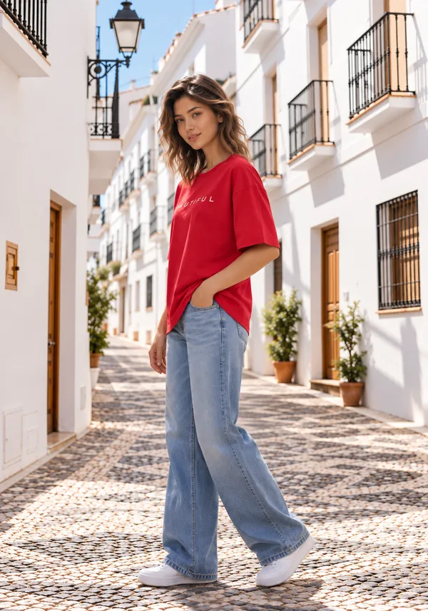 Hue_Nox_Women's_Red_Beautiful_Typography_Oversized_T-Shirt