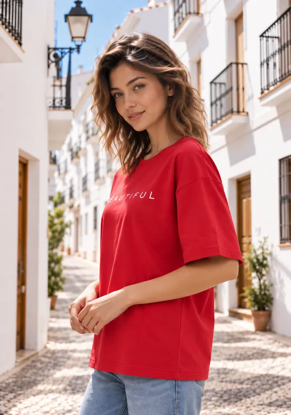 Hue_Nox_Women's_Red_Beautiful_Typography_Oversized_T-Shirt
