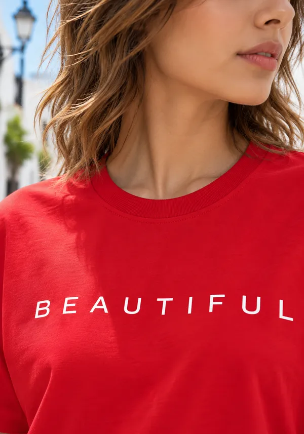 Hue_Nox_Women's_Red_Beautiful_Typography_Oversized_T-Shirt