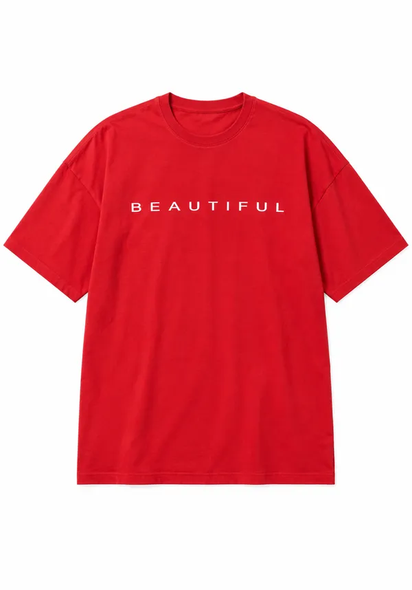 Hue_Nox_Women's_Red_Beautiful_Typography_Oversized_T-Shirt