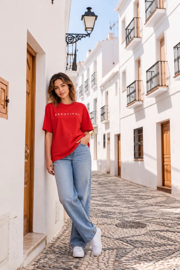 Hue_Nox_Women's_Red_Beautiful_Typography_Oversized_T-Shirt