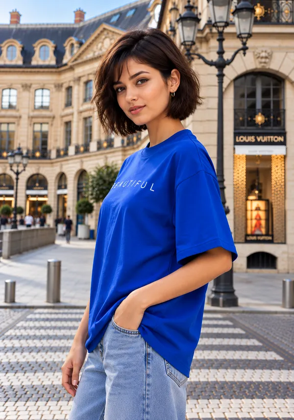 Hue_Nox_Women's_Royal_Blue_Beautiful_Typography_Oversized_T-Shirt