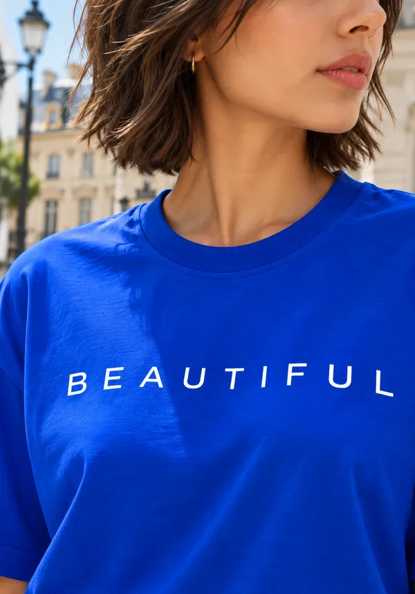 Hue_Nox_Women's_Royal_Blue_Beautiful_Typography_Oversized_T-Shirt