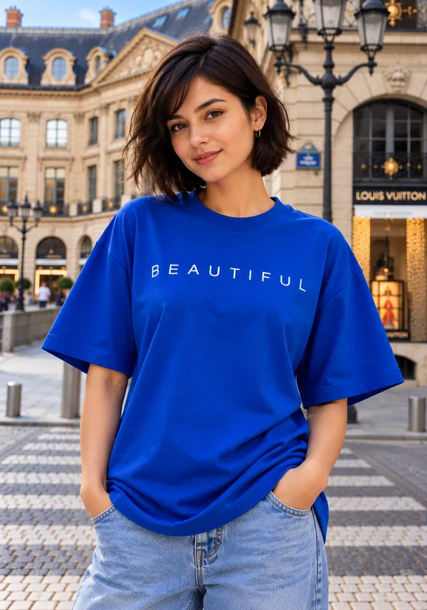 Hue_Nox_Women's_Royal_Blue_Beautiful_Typography_Oversized_T-Shirt
