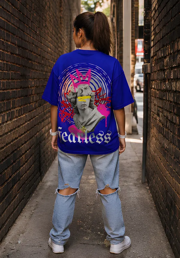 Hue_Nox_Women's_Royal_Blue_Fearless_Graphic_Oversized_T-Shirt