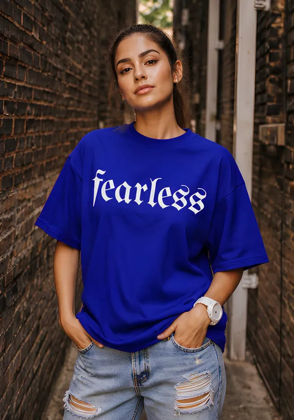 Hue_Nox_Women's_Royal_Blue_Fearless_Graphic_Oversized_T-Shirt